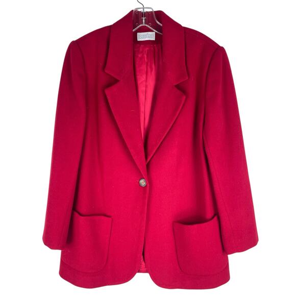 Lands' End Wool Cashmere Blend One Button Blazer Jacket Red SIze 10 - Picture 2 of 9